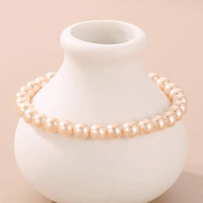 Stainless Steel Shell Pearl Bead Bracelet Light Apricot One Size Bracelets - Tophatter Daily Deals